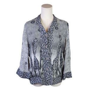 Vintage Sea Suns Giraffe Print Button-Up Blouse Made in USA Animal Print